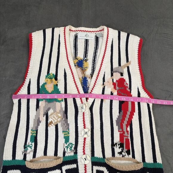 Vintage Design Options Baseball Themed Sweater Vest Medium Grannycore Charity - Picture 8 of 16